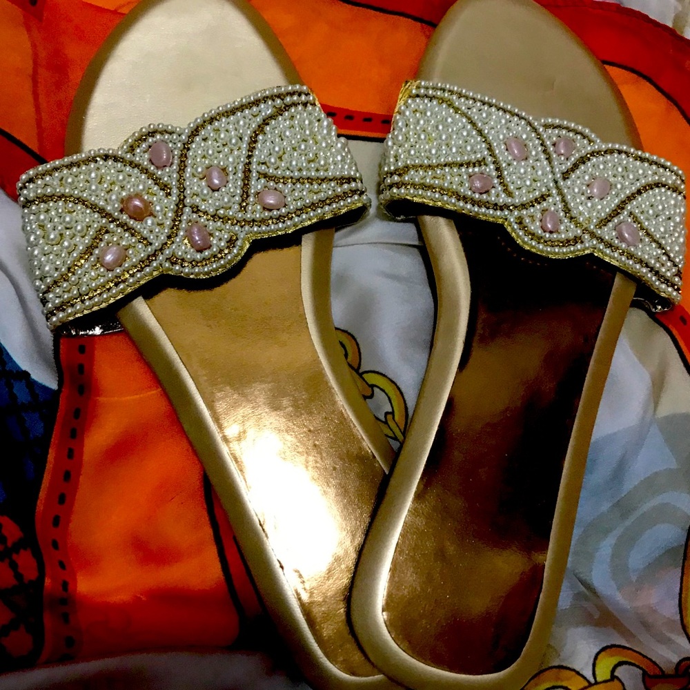 Golden sandals (never used)